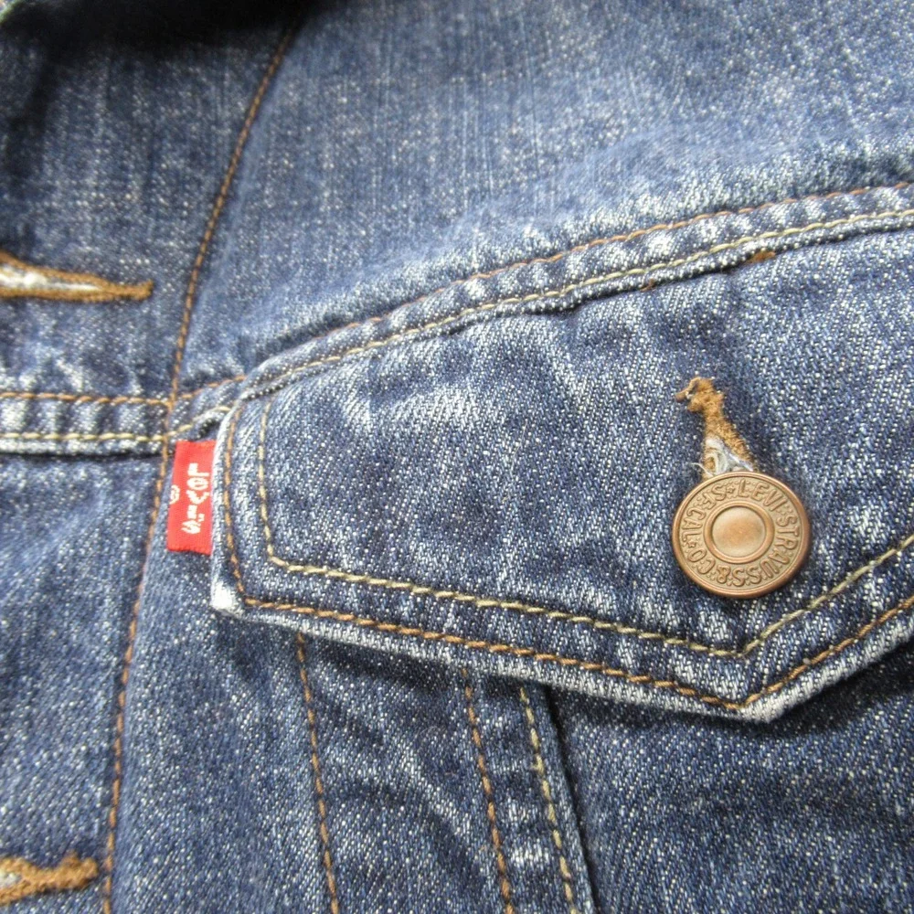 Levis Denim Jacket Mens Small Blue Sherpa Lined Insulated Button Front Trucker - Picture 6 of 13